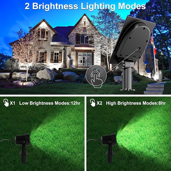Solar Spot Lights Outdoor, 4-in-1 Solar Landscape Spotlight Waterproof 9.8ft Cable, 5W 3000mAh, Dusk to Dawn Auto ON/Off Adjustable Wall Lights for Yard, Ground, Garden, Pool, Lawn (Cold White)