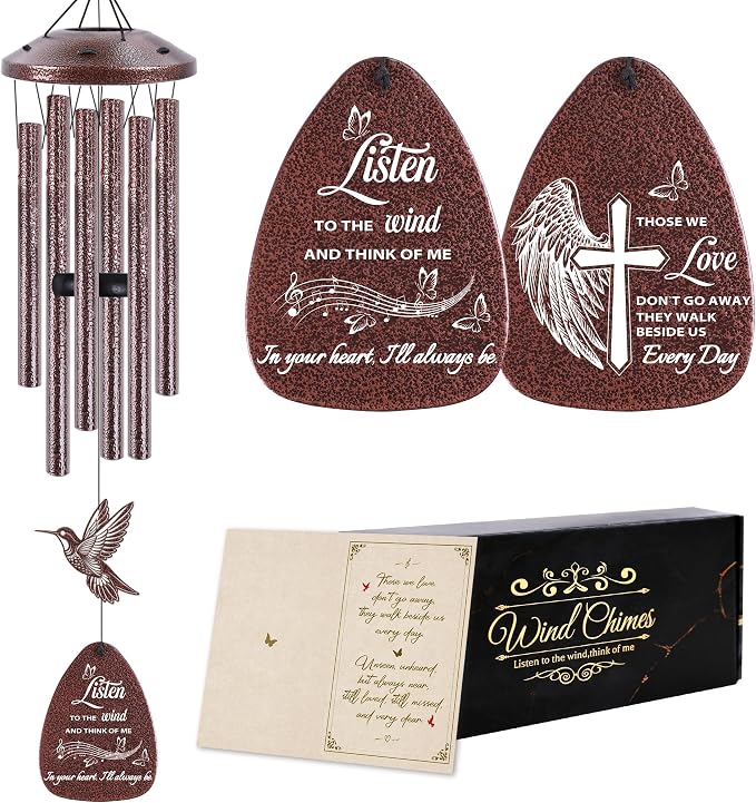 Memorial Wind Chime for Outside: Sympathy Bereavement Gift for Loss of Loved One of Mother Father Husband Wife Friend, Condolence Remembrance Keepsake