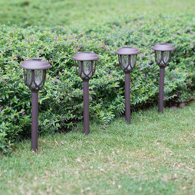 EXCMARK 10 Pack Solar Lights Outdoor Decorative Garden Yard Lights for Pathway Walkway Sidewalk Driveway. (Brown, Warm White)