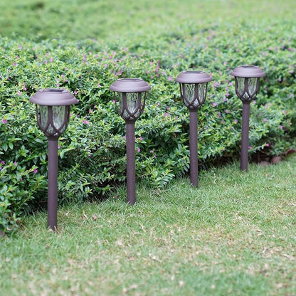 EXCMARK 10 Pack Solar Lights Outdoor Decorative Garden Yard Lights for Pathway Walkway Sidewalk Driveway. (Brown, Warm White)