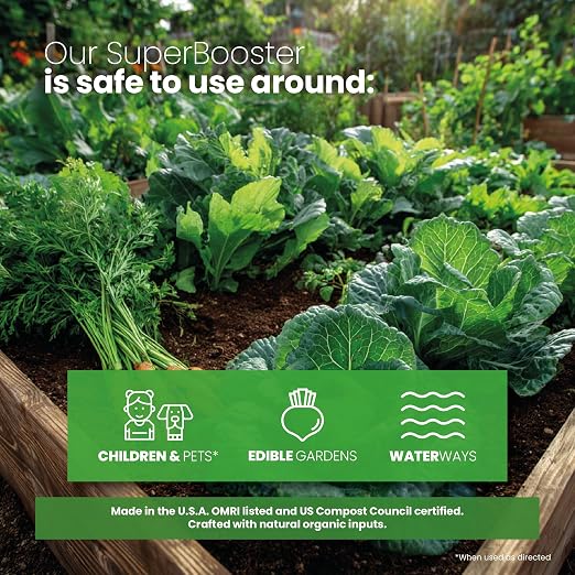 Soil Seed & Water SuperBooster Organic Concentrated Fertilizer – Soil Amendment for Robust Plant Growth - Food Plant Growth Enhancer - OMRI Listed Organic Fertilizer
