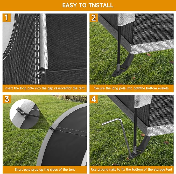Bike Storage Shed Tent, Oversized Storage Tent for 3-4 Bikes, Portable Foldable Garage/Garden Storage Tents, Waterproof Anti-uv Outdoor Bicycle Cover