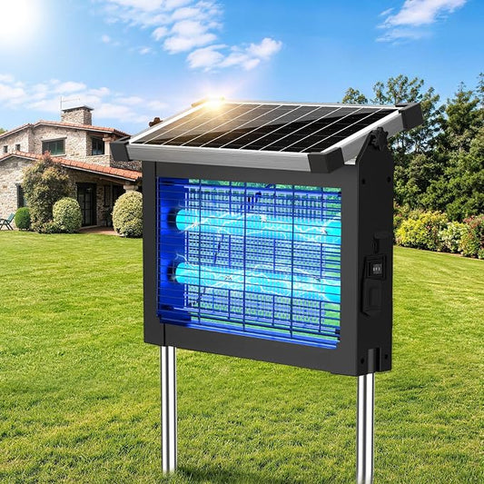 Solar Bug Zapper Outdoor Waterproof, Mosquito Zapper USB-C Rechargeable Solar Bug Zapper Outdoor, 4500V Electric Bug Zapper, Mosquito Trap Fly Zapper Killer for Patio Garden Backyard Camping Garage