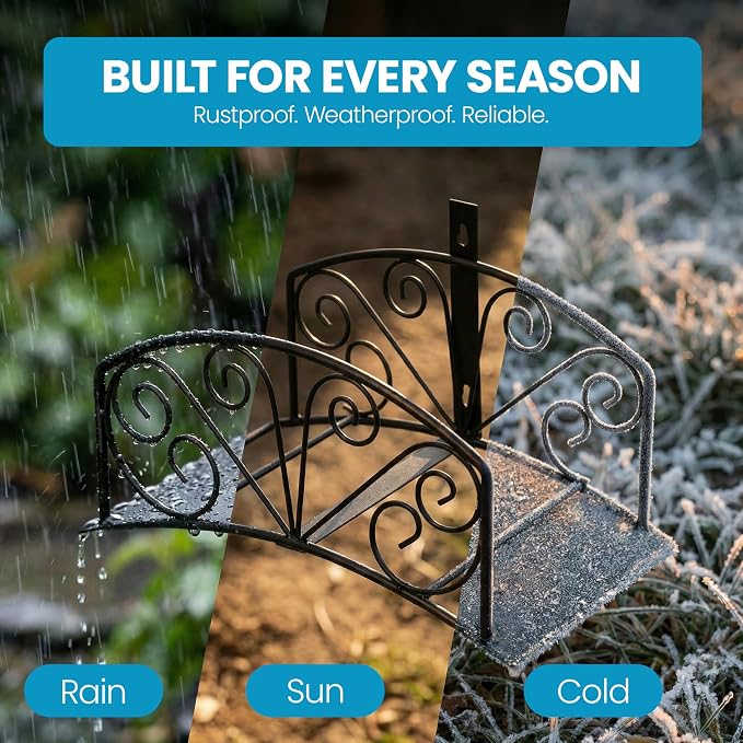 Gardenised Metal Wall-Mount Elegant Scrollwork Hose Holder Heavy-Duty Outdoor Hanger and Water Hose Organizer with Sturdy Reel Hooks & Screws for Yard Lawn Garden Patio Landscaping and Home Use