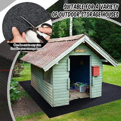 Haull Shed Floor Mat 8.2 x 8.2 ft, Outdoor Storage Sheds Flooring Mat with Waterproof PE Backing, Absorbent Felt Top, Non Slip Washable Protector Rug for Garden, Garage, Carport, Shed Not Included