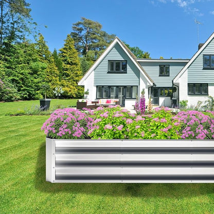 2PCS 4x2x1FT Galvanized Raised Garden Bed,Planter Raised Beds-Metal Garden Box,Large Plant for Outdoor Planting, Vegetables Bed，Flower,herb-Silver