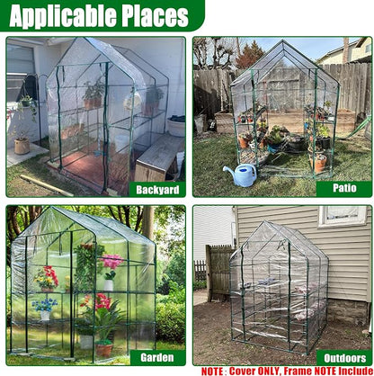 Greenhouse Replacement Cover with Roll-Up Zipper Door, 56×56×76 inch PVC Transparent Greenhouse Cover Protect Outdoor Gardening Plants from Rain Frost，Waterproof and UV Resistant(Frame Not Include)