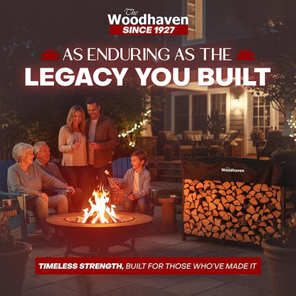Woodhaven 6-Foot Firewood Rack Outdoor – American Brand – 1/3 Cord Capacity Raised Lumber Storage Rack – Keeps Wood Dry & Ready – Heavy-Duty Steel, Lifetime Structural Warranty (With Cover)