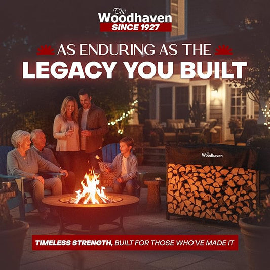Woodhaven 6-Foot Firewood Rack Outdoor – American Brand – 1/3 Cord Capacity Raised Lumber Storage Rack – Keeps Wood Dry & Ready – Heavy-Duty Steel, Lifetime Structural Warranty (With Cover)