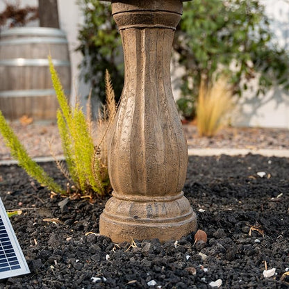 XBrand 44" Solar Powered Outdoor 2-Tier Cascading Water Fountain, Fiberglass Resin Garden & Patio Solar Fountain, Beige
