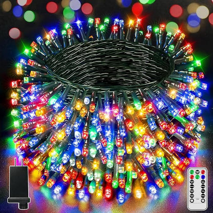 BrightChristmas 328 FT 1000 LED Christmas Lights, Waterproof Outdoor String Lights with Remote and Timer, Christmas Tree Lights with 8 Modes Dimmable, Fairy Lights for Holiday Decor (Multicolor)