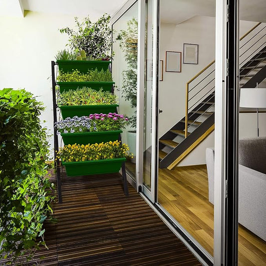 Outland Living 4Ft Vertical Raised Garden Bed - 5 Tier Food Safe Planter Box for Outdoor and Indoor Gardening Perfect to Grow Your Herb Vegetables Flowers on Your Patio Balcony Greenhouse Garden