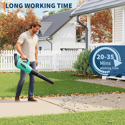 Garvee Leaf Blower Cordless - 750CFM 250MPH Electric Leaf Blower Battery Powered, 20V Blower Wet Leaf & 3-Speed with Charger, 4.0Ah, Leaf Blowers for Lawn Care, Blowing Leaves, Patio, Dust
