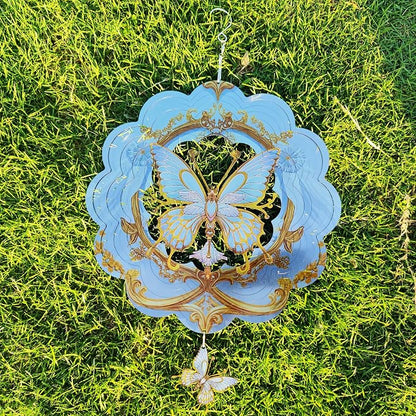 DJUAN Butterfly Stainless Steel Wind Spinners- Butterfly Gifts for Women Mom Grandma Wife, 12 inch Hanging Wind Spinner for Yard Garden Outdoor Decor,Birthday Gift for Mother's Day Christmas