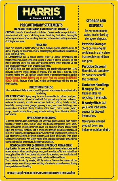 Harris Roach Tablets, Boric Acid Roach Killer with Lure for Insects (4oz, 96 Tablets)