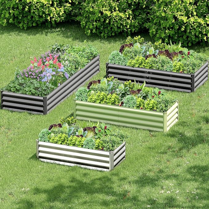 2PCS 6x3x1FT Galvanized Raised Garden Bed, Galvanized Planter Raised Garden Boxes Outdoor, Large Metal Raised Garden Beds for Vegetables-Silver