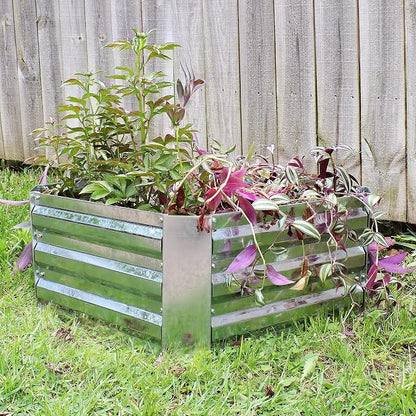 Sunnydaze Galvanized Raised Garden Bed Kit - 2x2x1 ft Outdoor Raised Garden Bed - Metal Planter Box for Vegetables, Flowers, Herbs - Silver - Square