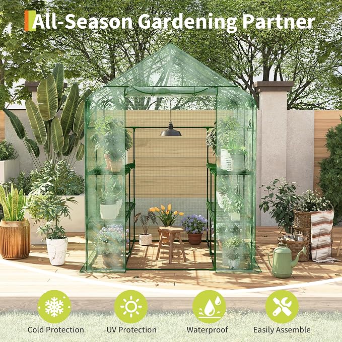 Portable Greenhouse, 57 x 57 x 76'' Greenhouses for Outdoors, Durable Small Green House Kit, Thicken PE Cover, Walk in Green Houses for Indoor Backyard Outside