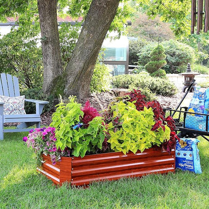 Sunnydaze Galvanized Raised Garden Bed Kit - 4x2x1 ft Outdoor Raised Garden Bed - Metal Planter Box for Vegetables, Flowers, Herbs - Woodgrain - 4' x 2' Rectangle
