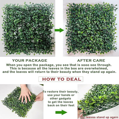 Bybeton 24pk 10"x10" Fake Boxwood Greenery Backdrop Privacy Fence Screen | 24pk Dense 3D Fake Boxwood for Privacy. Odorless & SGS Certified. Easy DIY Snap-Lock. For Fence, Balcony & Backdrop.