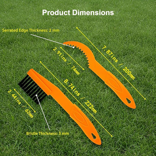 Robot Mower Blade Cleaning Tools Compatible with Mammotion Luba & Yuka Series – Hook & Brush Kit for Removing Grass Buildup Under Blades and Maintaining Cutting Performance (Orange)