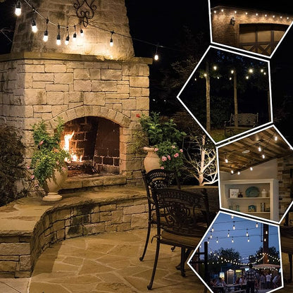 Enbrighten Classic Warm White String Lights, 36ft Black Cord, 18 Shatterproof Acrylic Bulbs, Weatherproof, Outdoor String Lights, 33171