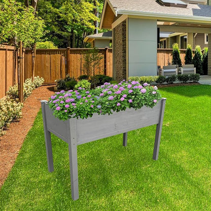 BTExpert 4ft Raised Garden Bed with Legs, 48x24x30in Elevated Wood Planter Box Stand for Vegetable Flower Backyard, Patio, Balcony Bed Liner Outdoor - Grey 30 in Height