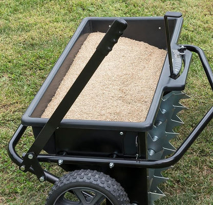 Agri-Fab Tow Behind Spiker Seeder Drop Spreader for Seed, Fertilizer, Salt and Ice Melt, 100 lb Capacity with 32 In Working Width