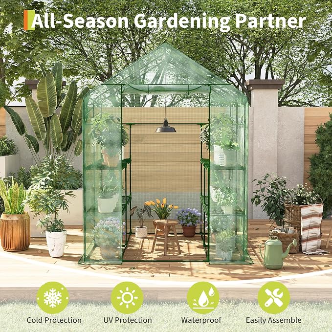 Portable Greenhouse, 57 x 57 x 76'' Greenhouses for Outdoors, Durable Small Green House Kit, Thicken PE Cover, Walk in Green Houses for Indoor Backyard Outside