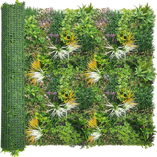 ODTORY Artificial Greenery Grass Wall Panels: 68'' x 120''(56.7 SQFT) | UV-Anti, Faux Ivy Privacy Fence Screen, Boxwood Backdrop, Vine Leaf Hedges Roll, Patio/Balcony/Garden/Backyard, Green Decor