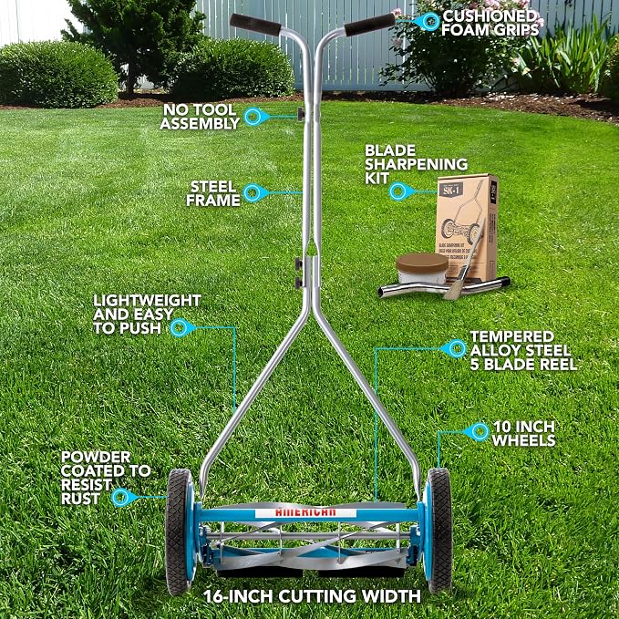 American Lawn Mower Company 2605-16SK 16-Inch 5-Blade Reel Push Lawn Mower