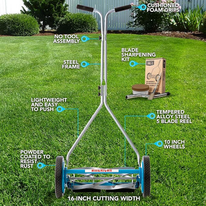 American Lawn Mower Company 2605-16SK 16-Inch 5-Blade Reel Push Lawn Mower