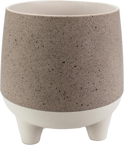 The HC Companies 8 Inch Orion Self Watering Planter - Lightweight Indoor Plastic Plant Pot for Herbs and Flowers, Greige