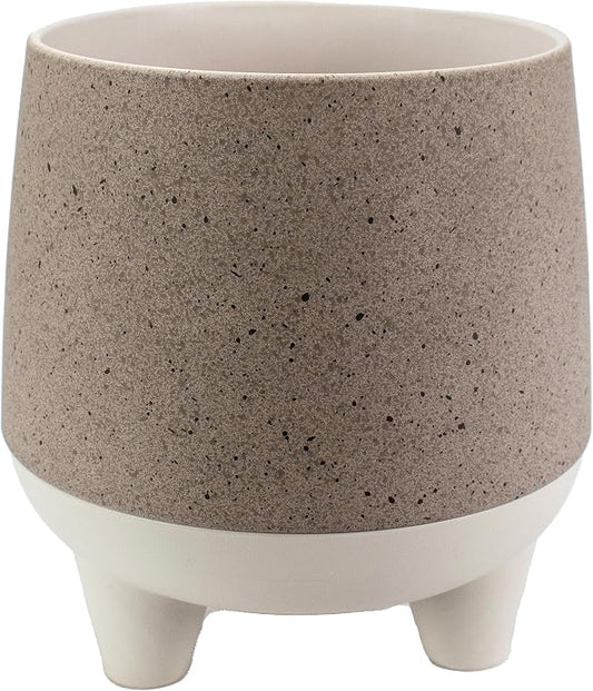 The HC Companies 8 Inch Orion Self Watering Planter - Lightweight Indoor Plastic Plant Pot for Herbs and Flowers, Greige