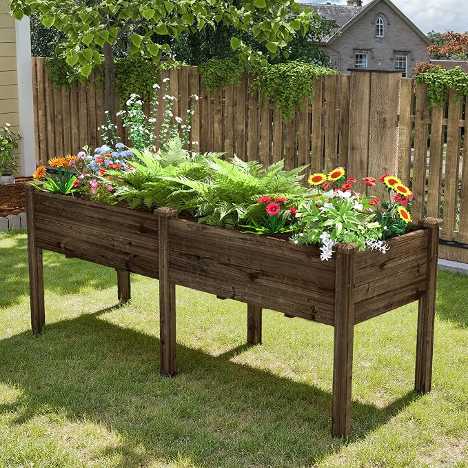 MUPATER 6'x1.8' Raised Garden Bed – Elevated Planter Box with 8 Drainage Holes, 6.8 Cubic Feet Large Capacity, Six-Leg Design for Garden, Patio, and Greenhouse, Rustic