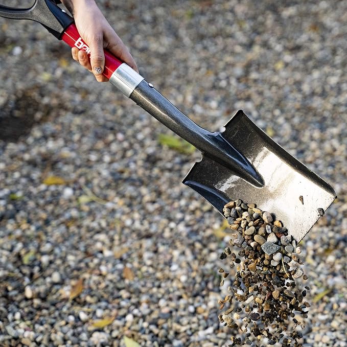 Bond Manufacturing LH047 Mini D-Handle Square Head Shovel, 1-PACK, Red/Black