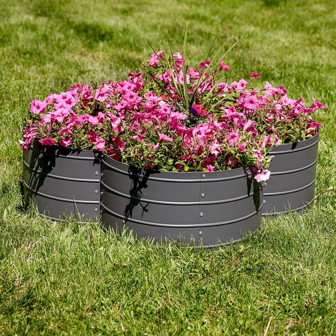 Sunnydaze Galvanized Raised Garden Bed - Outdoor Planter Box for Backyard or Patio - Steel Metal Raised Bed for Gardening Vegetables, Flowers, Herbs - 43 x 43 x 12 in - Gray - Clover