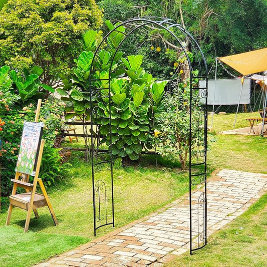 Metal Garden Arbor Wedding Arch 95.3" H x 45" W, Heavy Duty Rustproof Iron Pergola Trellis for Climbing Plants Outdoor Garden Patio Pathway Lawn Ceremony Party Decoration