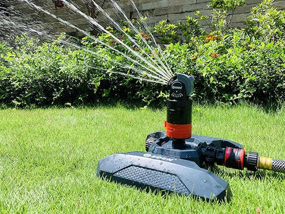 Eden 94124 Multi Pattern Turbo Gear Drive Sprinkler Plus One-Direction Misting System, with Quick Connect Set, 5-360 Degree Coverage