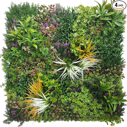 ODTORY Artificial Greenery Grass Wall Panels,40'' x 40'' in(11.5 sqft) | UV-Anti, Faux Ivy Privacy Fence Screen, Boxwood Backdrop, Vine Leaf Hedges Roll, Patio/Balcony/Garden/Backyard, Green Decor