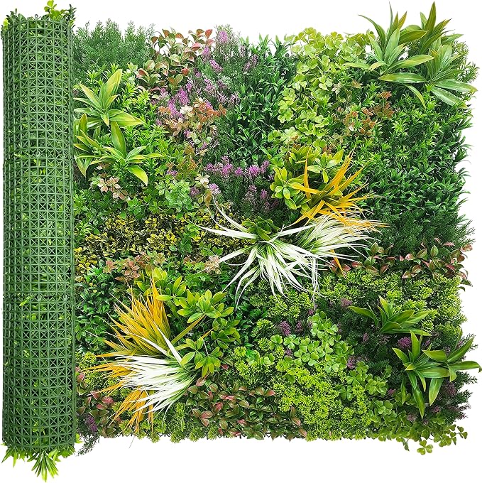 ODTORY Artificial Greenery Grass Wall Panels: 40'' x 120''(33.5 SQFT) | UV-Anti, Faux Ivy Privacy Fence Screen, Boxwood Backdrop, Vine Leaf Hedges Roll, Patio/Balcony/Garden/Backyard, Green Decor