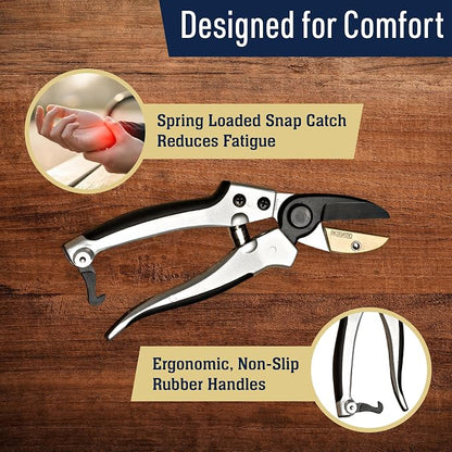 Anvil Pruning Shears for Gardening - 7.75” Heavy Duty Branch Cutter Garden Shears with Rubber Grips for Dry Stems or Small Wood Branches - Hand Pruners for Gardening Tools by Kings County Tools