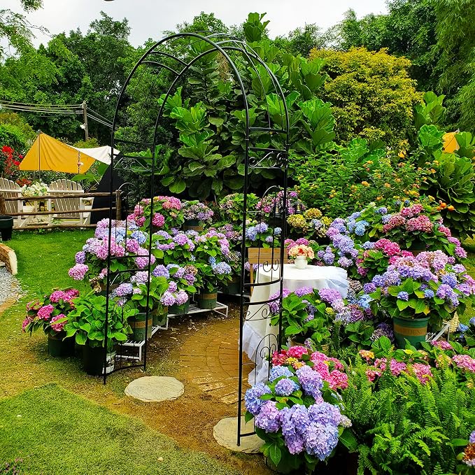 Metal Garden Arbor Wedding Arch 95.3" H x 45" W, Heavy Duty Rustproof Iron Pergola Trellis for Climbing Plants Outdoor Garden Patio Pathway Lawn Ceremony Party Decoration