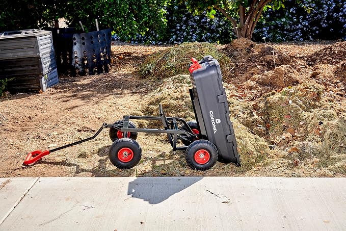Corona Poly Dump Cart 400 Pound Capacity Quick Release Dumping 10 Inch Pneumatic Tires for Gardening