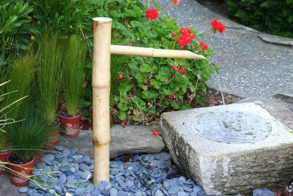 36” Traditional Bamboo Fountain with Pump – Outdoor Japanese Garden Water Feature for Ponds, Buried Basins & Disappearing Fountains | Natural Bamboo Landscaping Accent for Zen Gardens & Patios