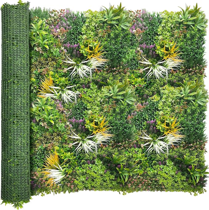 ODTORY Artificial Greenery Grass Wall Panels: 6FT x 12FT(72 SQFT) | UV-Anti, Faux Ivy Privacy Fence Screen, Boxwood Backdrop, Vine Leaf Hedges Roll, Patio/Balcony/Garden/Backyard, Green Decor
