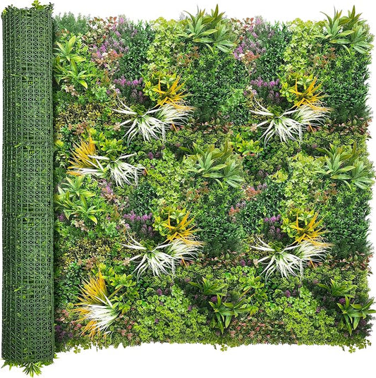 ODTORY Artificial Greenery Grass Wall Panels: 6FT x 12FT(72 SQFT) | UV-Anti, Faux Ivy Privacy Fence Screen, Boxwood Backdrop, Vine Leaf Hedges Roll, Patio/Balcony/Garden/Backyard, Green Decor