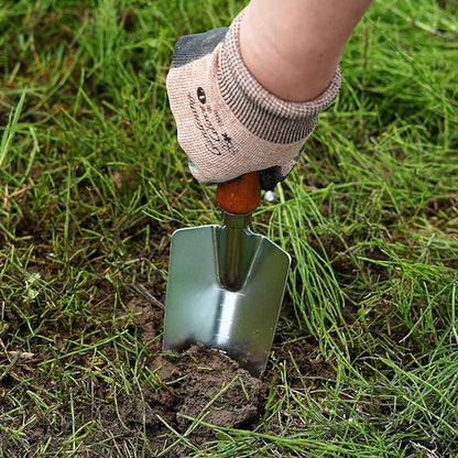 Japanese Garden Trowel Heavy Duty Japanese Steel with Wood Handle, Garden Transplanter Tool for Digging, Scooping, Transplanting, Made in Japan, Large Silver