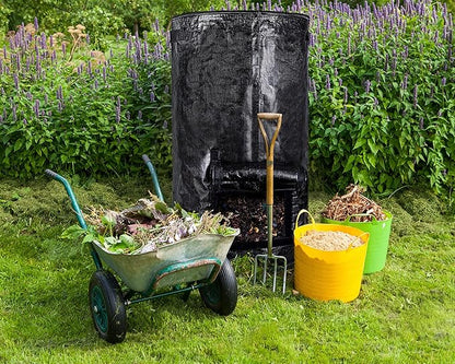 MyLifeUNIT Compost Bins Outdoor, Composting Bin for Outside Garden, Reusable Garden Yard Waste Bag, 34 Gallons (1 Pack, Black)