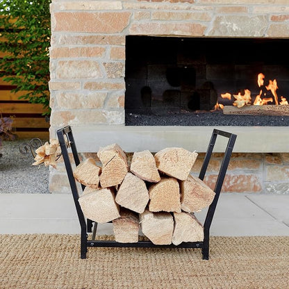 FireProof Pros Firewood Rack Outdoor and Indoor Firewood Storage with Kindling Hooks. 25.6in